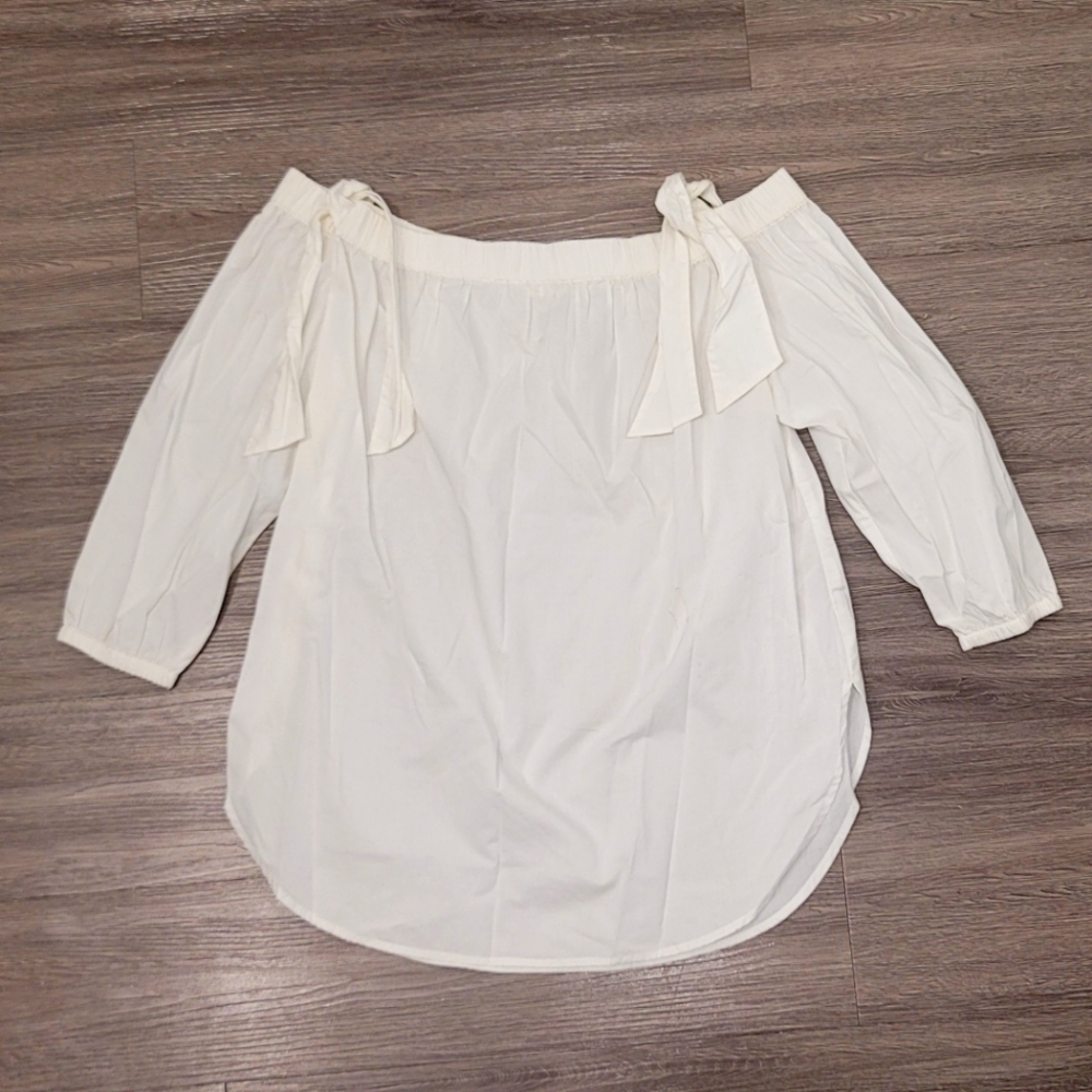 White Off-the-Shoulder Top with Shoulder Ties